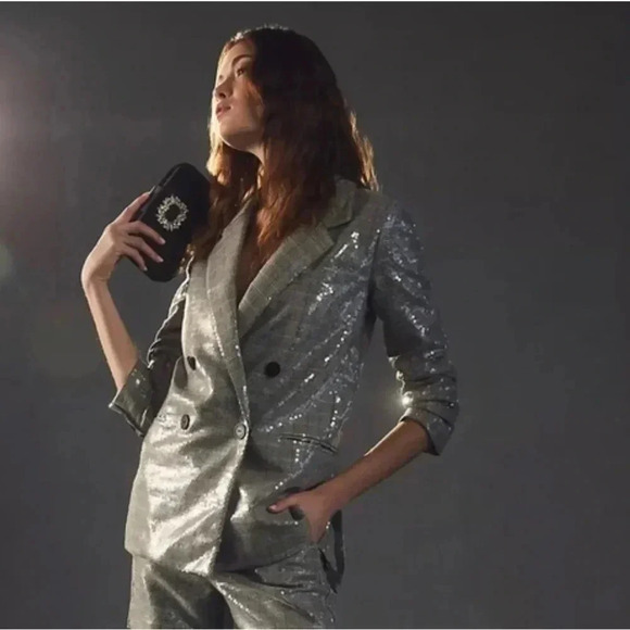 Maeve Silver Sequin Blazer - Picture 4 of 11